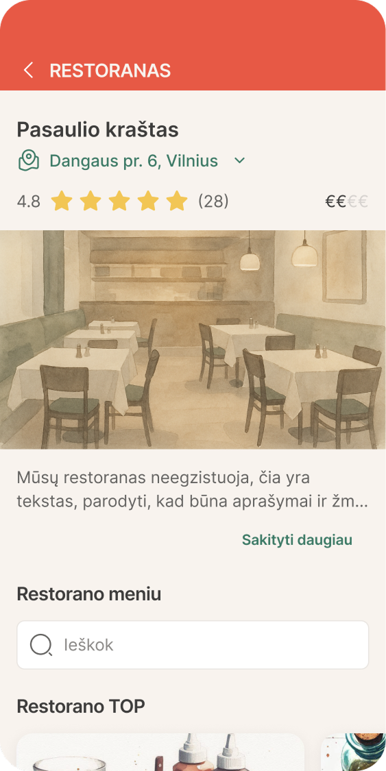 Pamatyk restoraną iš arčiau