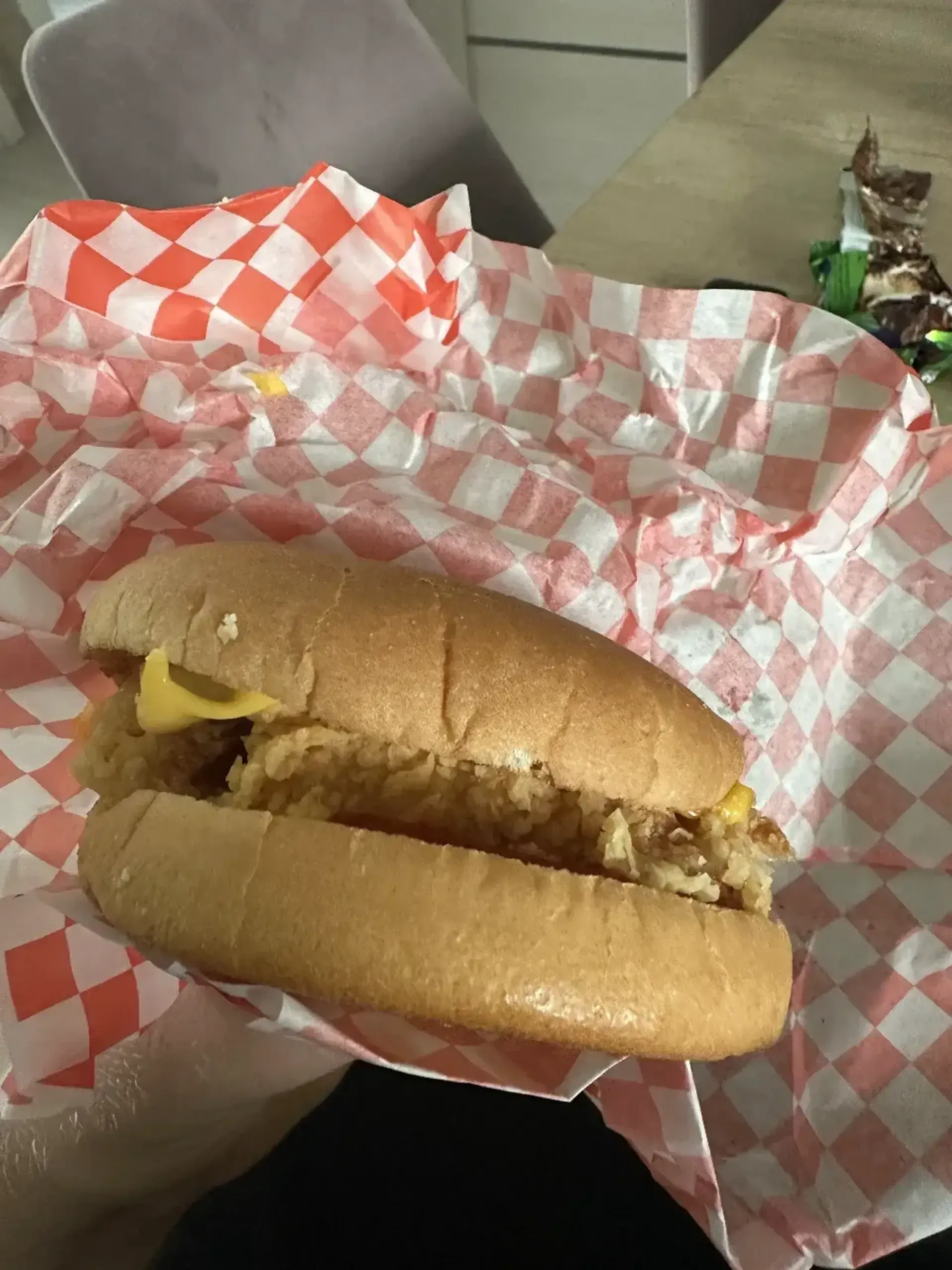 Pats papraščiausias vištienos burgeris, gal trūko kokio agurkėlio viduje, bet ši