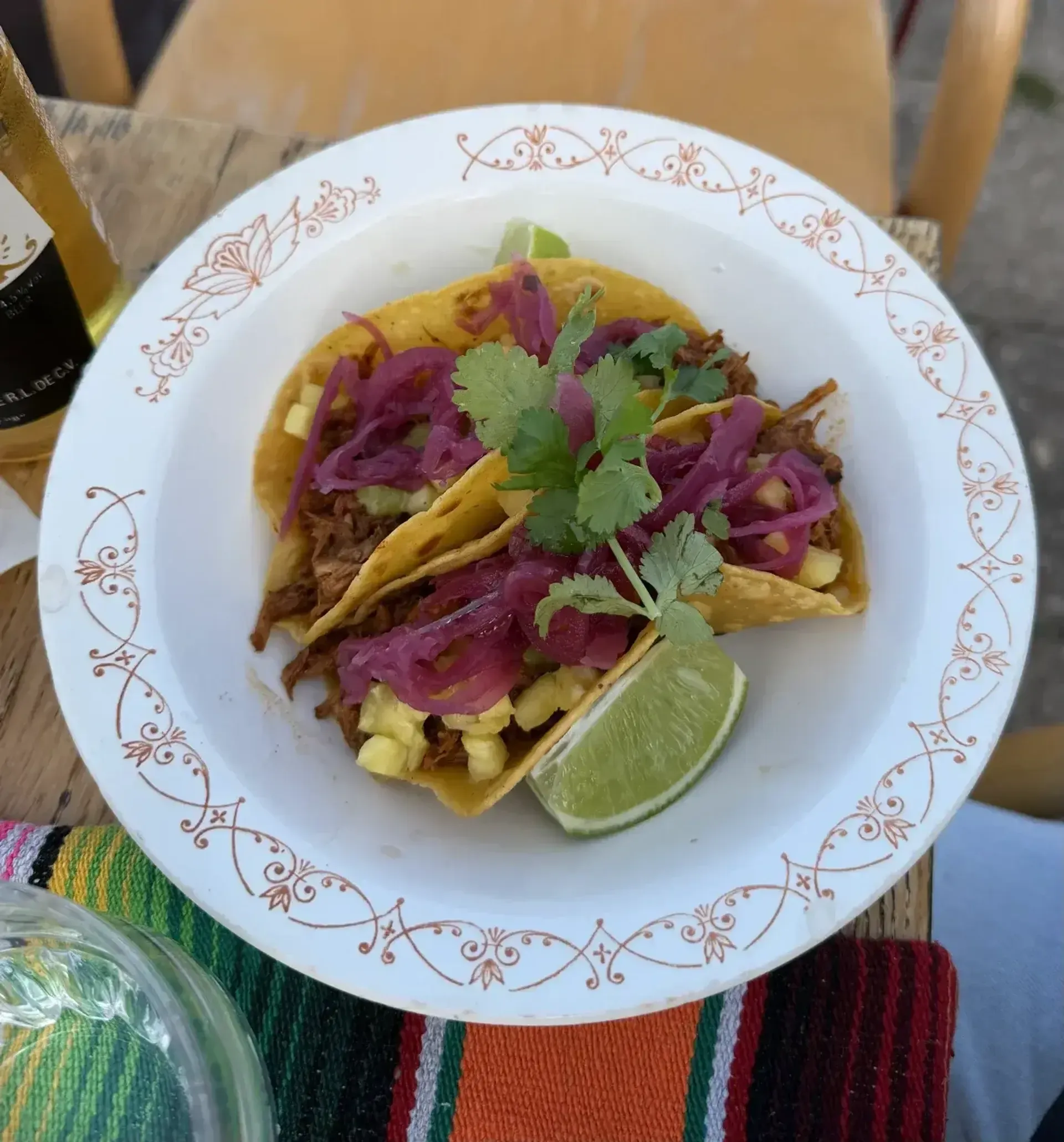 Palyginus su krevečių tacos, čia buvo labai neblogai. Kiauliena buvo visai nieko