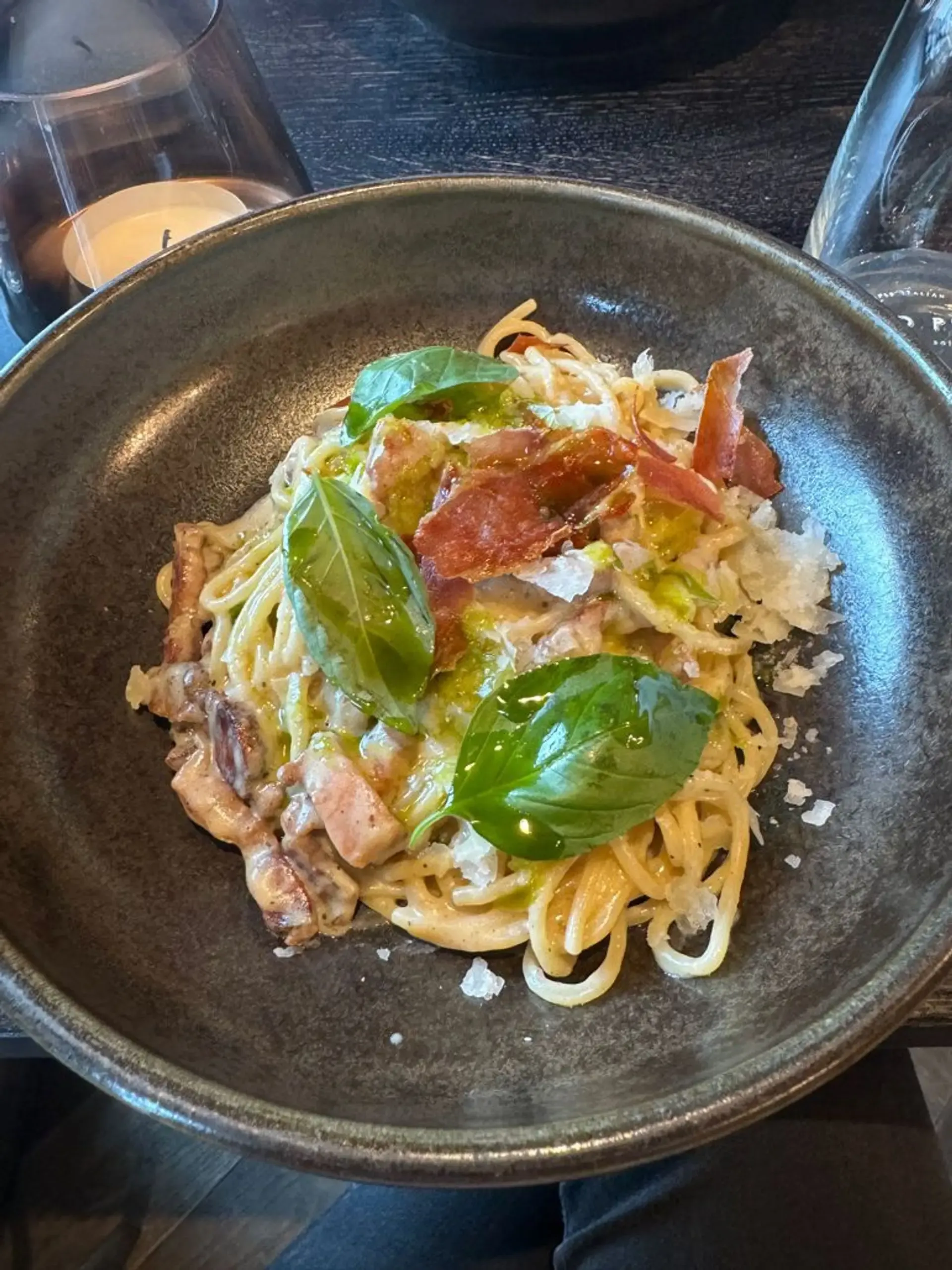 It was a nice carbonara, but it comes with onions which isn’t traditional and ab